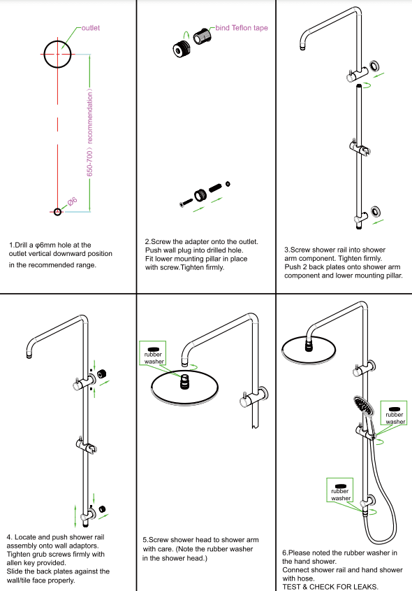 NERO SQUARE TWIN SHOWER BOTTOM INLET CHROME - Ideal Bathroom CentreNR200705bbCH