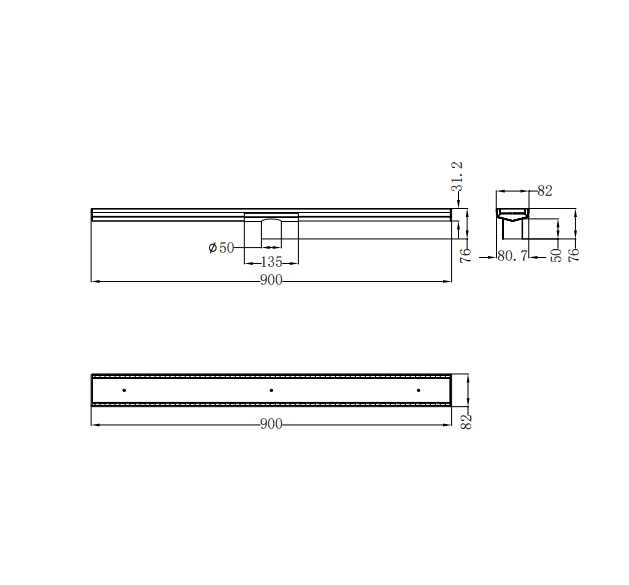 NERO TILE INSERT V CHANNEL FLOOR GRATE 50MM OUTLET WITH HOLE SAW BRUSHED GOLD - Ideal Bathroom CentreNRFG002HSBG