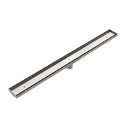 NERO TILE INSERT V CHANNEL FLOOR GRATE 50MM OUTLET WITHOUT OUTLET AND HOLE SAW BRUSHED NICKEL - Ideal Bathroom CentreNRFG002BN