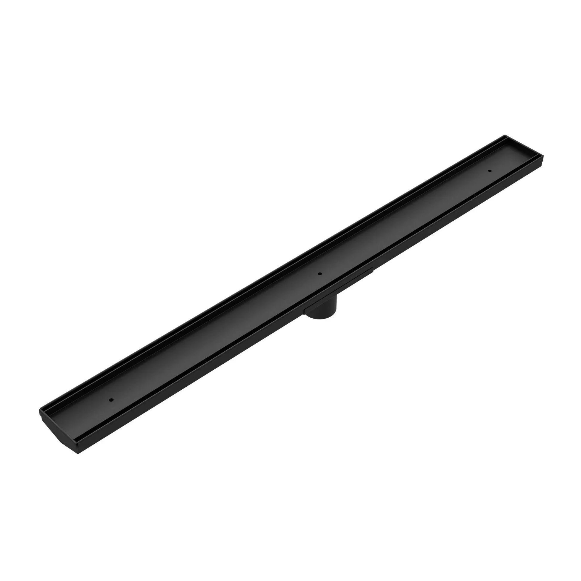 NERO TILE INSERT V CHANNEL FLOOR GRATE 50MM OUTLET WITHOUT OUTLET AND HOLE SAW MATTE BLACK - Ideal Bathroom CentreNRFG002MB