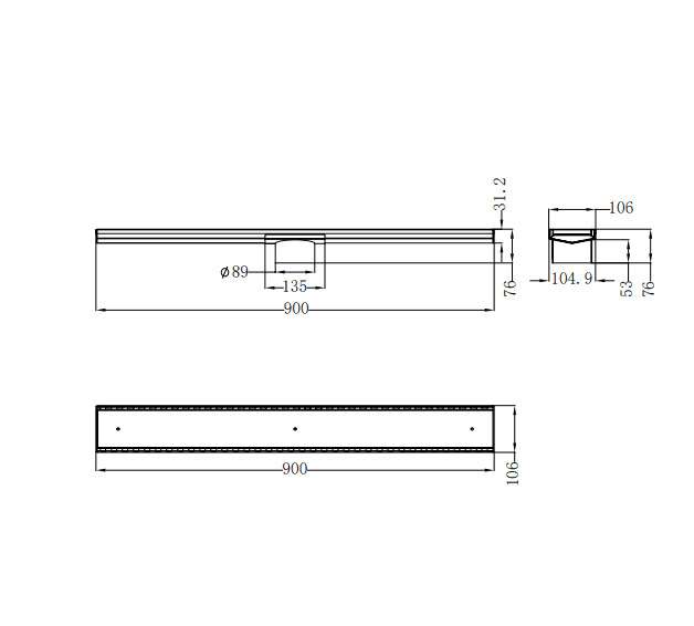 NERO TILE INSERT V CHANNEL FLOOR GRATE 89MM OUTLET WITH HOLE SAW BRUSHED NICKEL - Ideal Bathroom CentreNRFG001HSBN