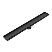 NERO TILE INSERT V CHANNEL FLOOR GRATE 89MM OUTLET WITHOUT OUTLET AND HOLE SAW MATTE BLACK - Ideal Bathroom CentreNRFG001MB