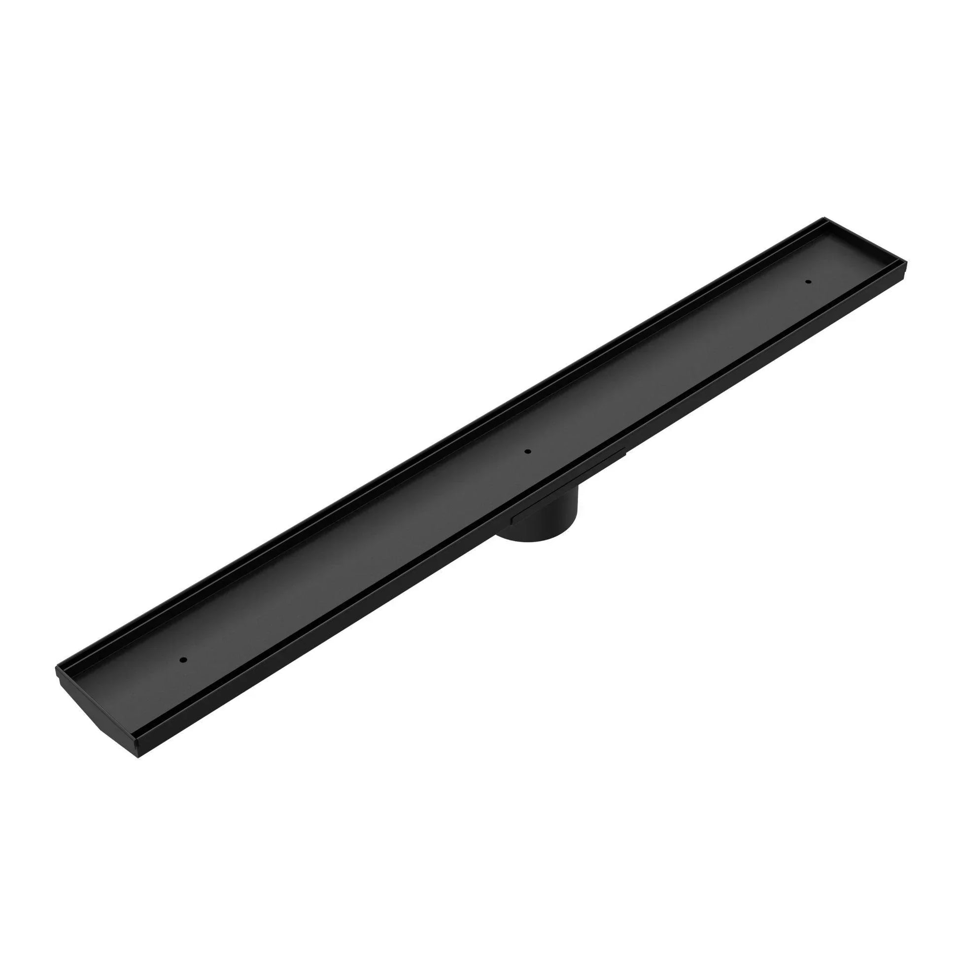 NERO TILE INSERT V CHANNEL FLOOR GRATE 89MM OUTLET WITHOUT OUTLET AND HOLE SAW MATTE BLACK - Ideal Bathroom CentreNRFG001MB