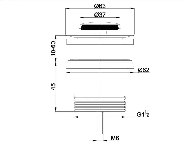 NERO UNIVERSAL PROJECT POP UP WASTE MATTE BLACK - Ideal Bathroom CentreNRA47lMB