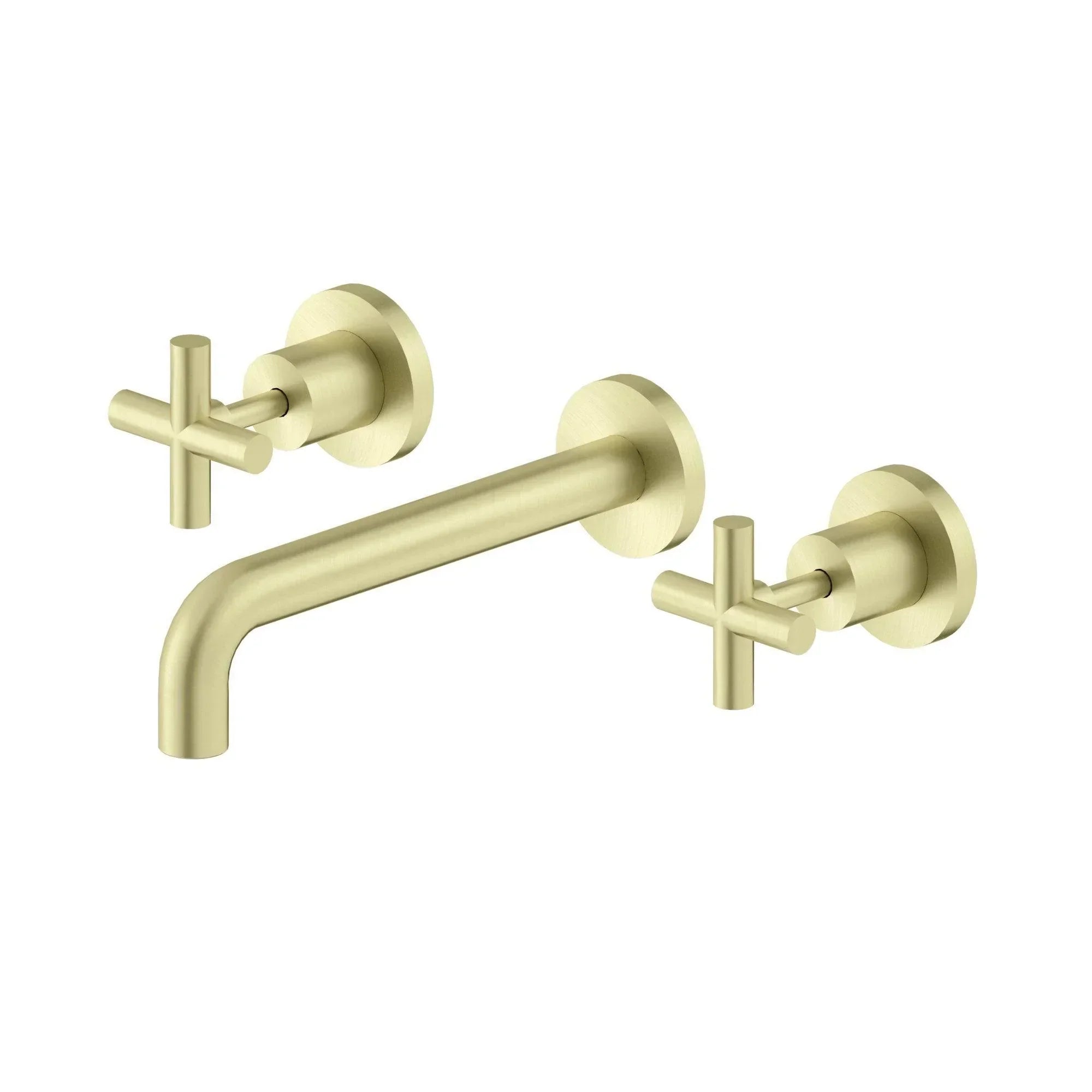NERO X PLUS WALL BASIN SET 215MM BRUSHED GOLD - Ideal Bathroom CentreNR201607aBG