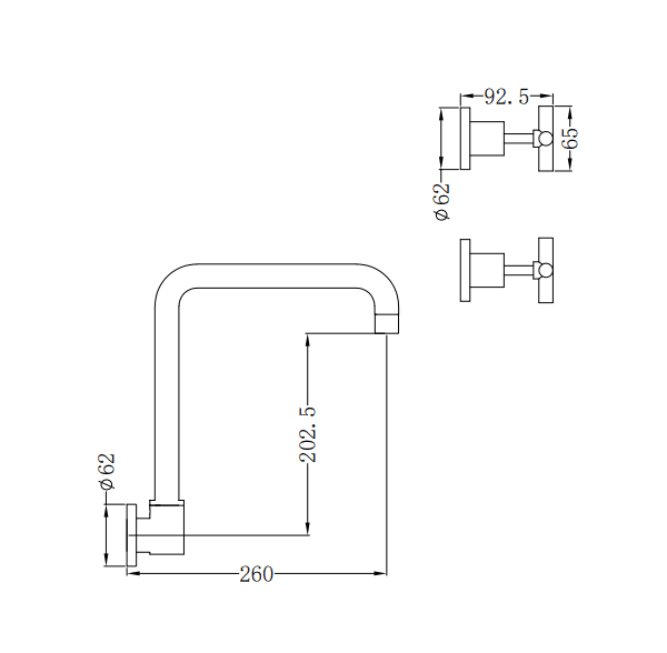 NERO X PLUS WALL KITCHEN SET SWIVEL SPOUT BRUSHED GOLD - Ideal Bathroom CentreNR201607BG