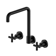 NERO X PLUS WALL KITCHEN SET SWIVEL SPOUT MATTE BLACK - Ideal Bathroom CentreNR201607MB