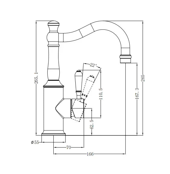 NERO YORK BASIN MIXER HOOK SPOUT WITH WHITE PORCELAIN LEVER CHROME - Ideal Bathroom CentreNR69210201CH