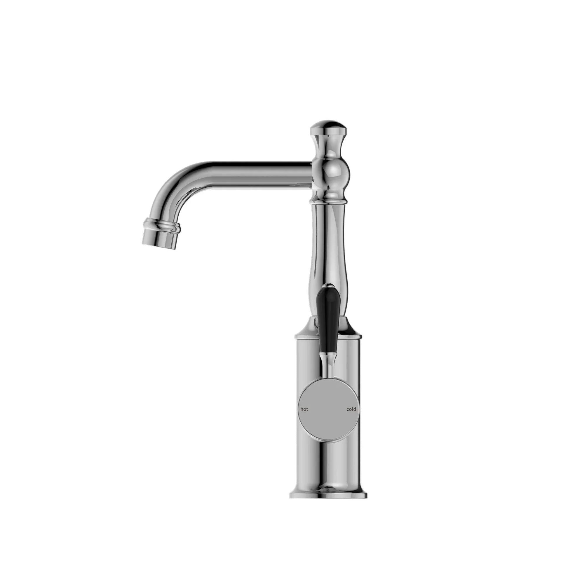 NERO YORK BASIN MIXER WITH BLACK PORCELAIN LEVER CHROME - Ideal Bathroom CentreNR69210103CH