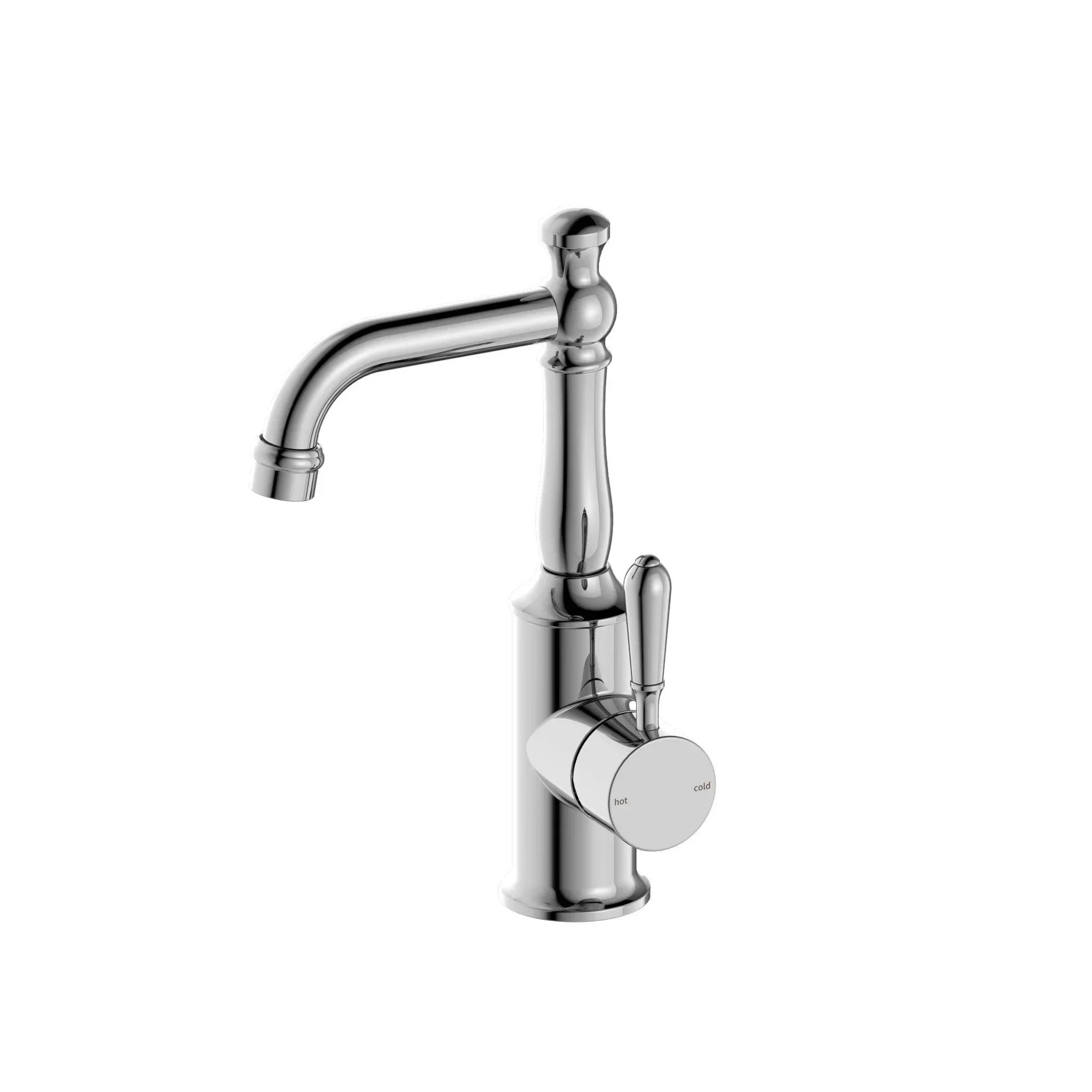NERO YORK BASIN MIXER WITH METAL LEVER CHROME - Ideal Bathroom CentreNR69210102CH