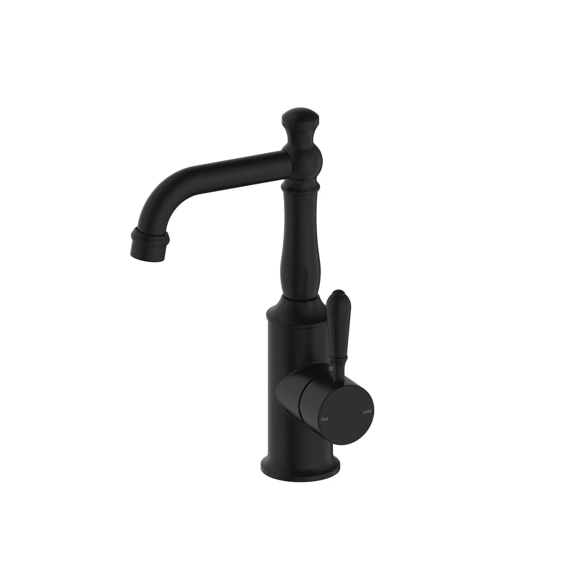 NERO YORK BASIN MIXER WITH METAL LEVER MATTE BLACK - Ideal Bathroom CentreNR69210102MB