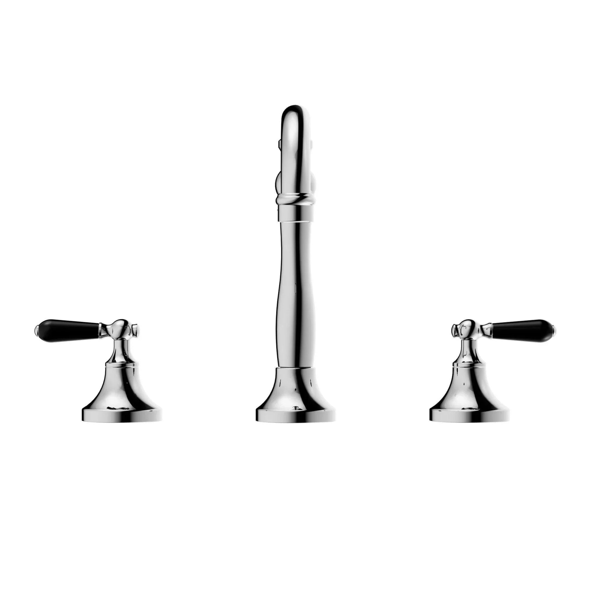 NERO YORK BASIN SET WITH BLACK PORCELAIN LEVER CHROME - Ideal Bathroom CentreNR692102a03CH