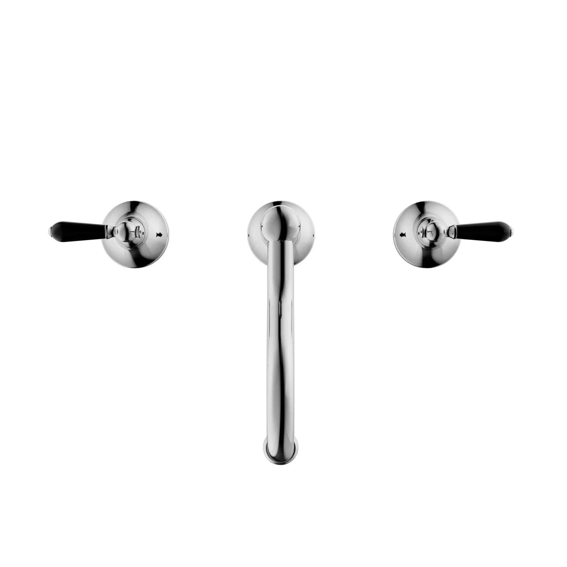 NERO YORK BASIN SET WITH BLACK PORCELAIN LEVER CHROME - Ideal Bathroom CentreNR692102a03CH