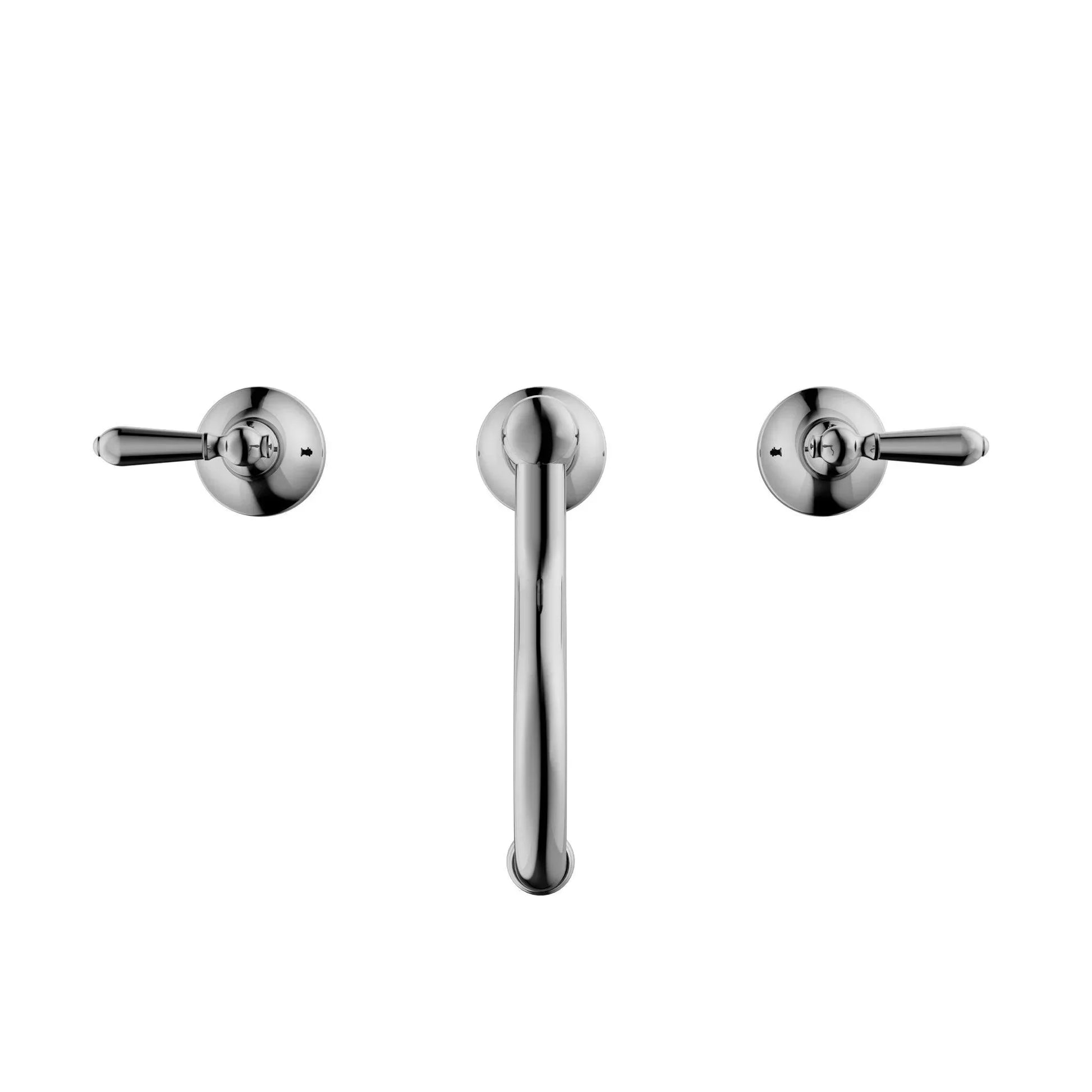NERO YORK BASIN SET WITH METAL LEVER CHROME - Ideal Bathroom CentreNR692102a02CH