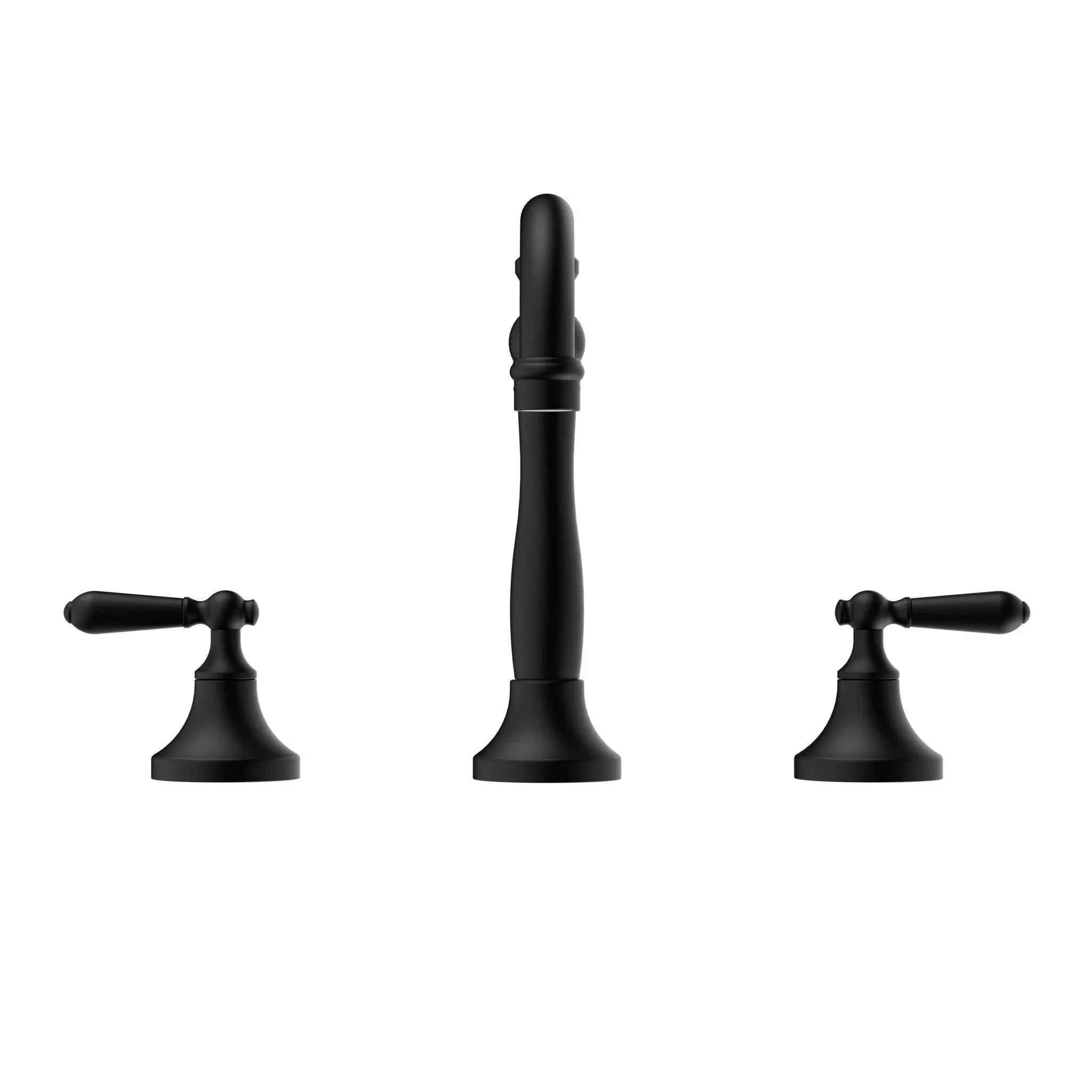 NERO YORK BASIN SET WITH METAL LEVER MATTE BLACK - Ideal Bathroom CentreNR692102a02MB
