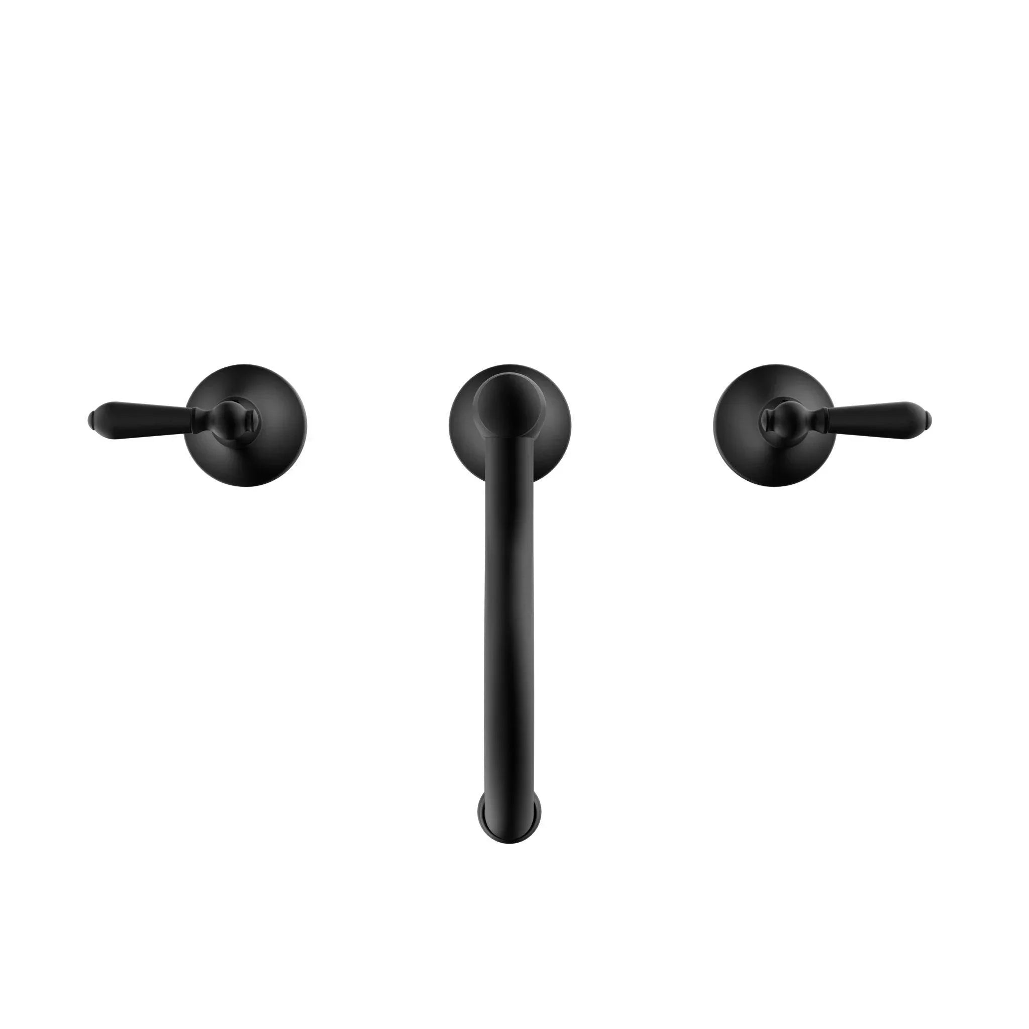 NERO YORK BASIN SET WITH METAL LEVER MATTE BLACK - Ideal Bathroom CentreNR692102a02MB