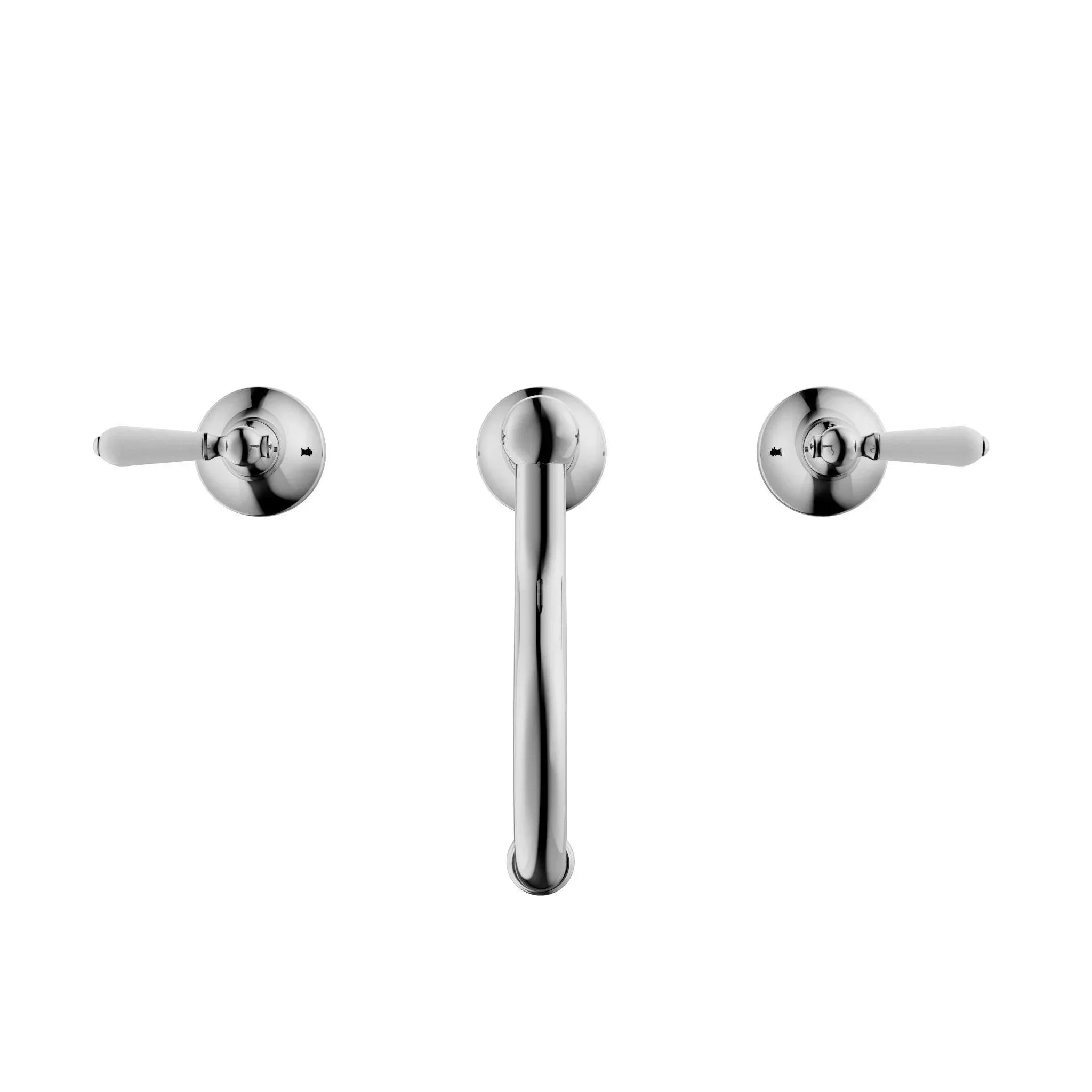 NERO YORK BASIN SET WITH WHITE PORCELAIN LEVER CHROME - Ideal Bathroom CentreNR692102a01CH