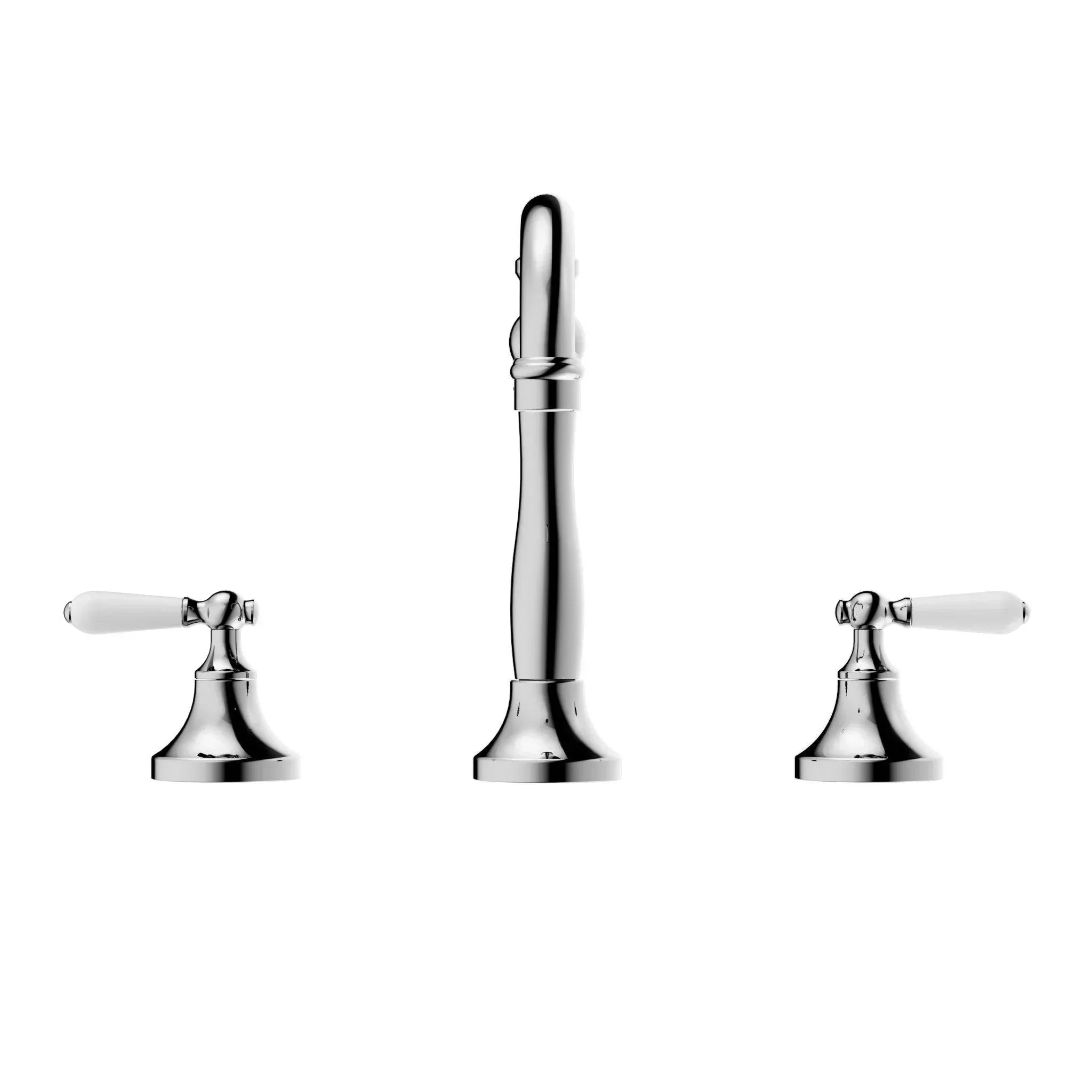 NERO YORK BASIN SET WITH WHITE PORCELAIN LEVER CHROME - Ideal Bathroom CentreNR692102a01CH