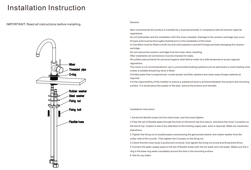NERO YORK KITCHEN MIXER GOOSNECK SPOUT WITH BLACK PORCELAIN LEVER CHROME - Ideal Bathroom CentreNR69210603CH