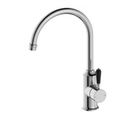 NERO YORK KITCHEN MIXER GOOSNECK SPOUT WITH BLACK PORCELAIN LEVER CHROME - Ideal Bathroom CentreNR69210603CH