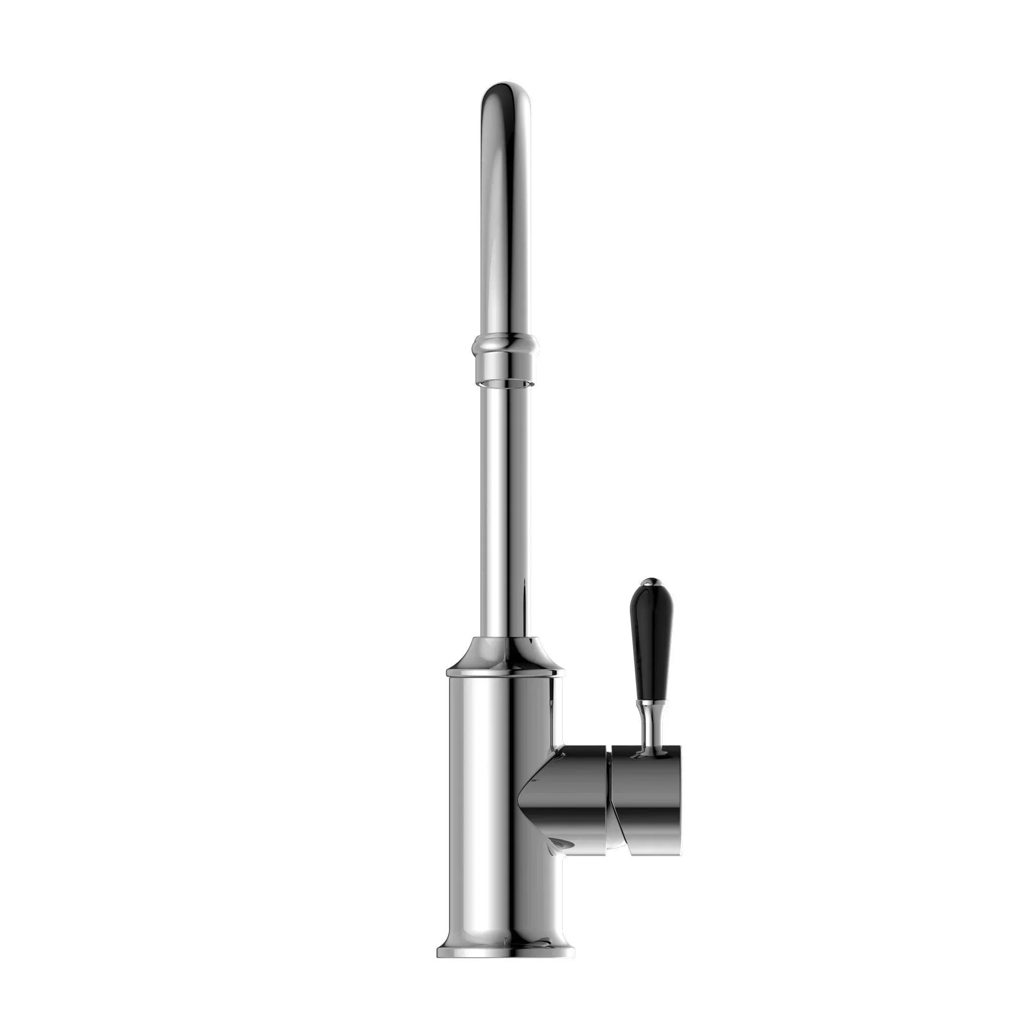 NERO YORK KITCHEN MIXER GOOSNECK SPOUT WITH BLACK PORCELAIN LEVER CHROME - Ideal Bathroom CentreNR69210603CH