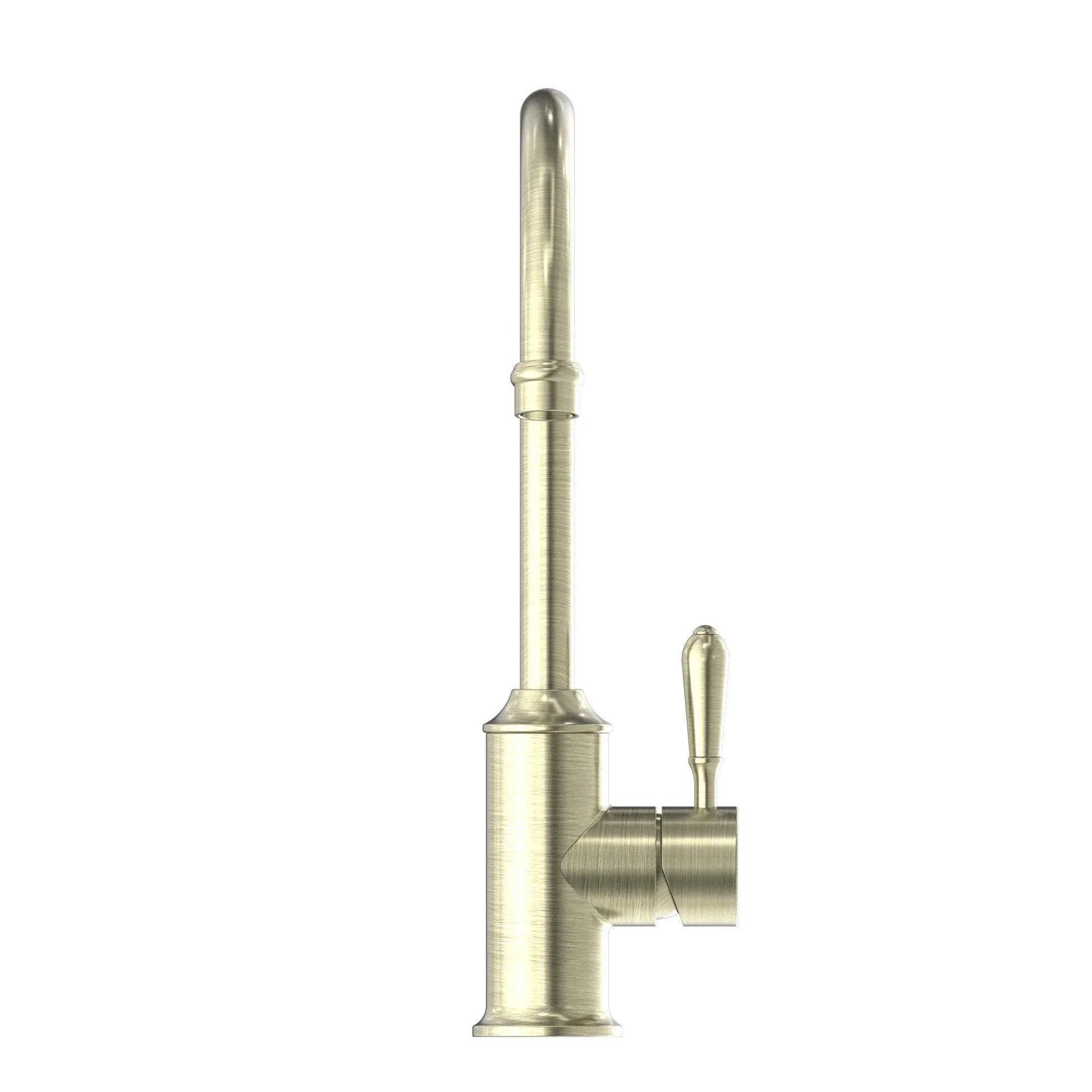 NERO YORK KITCHEN MIXER GOOSNECK SPOUT WITH METAL LEVER AGED BRASS - Ideal Bathroom CentreNR69210602AB