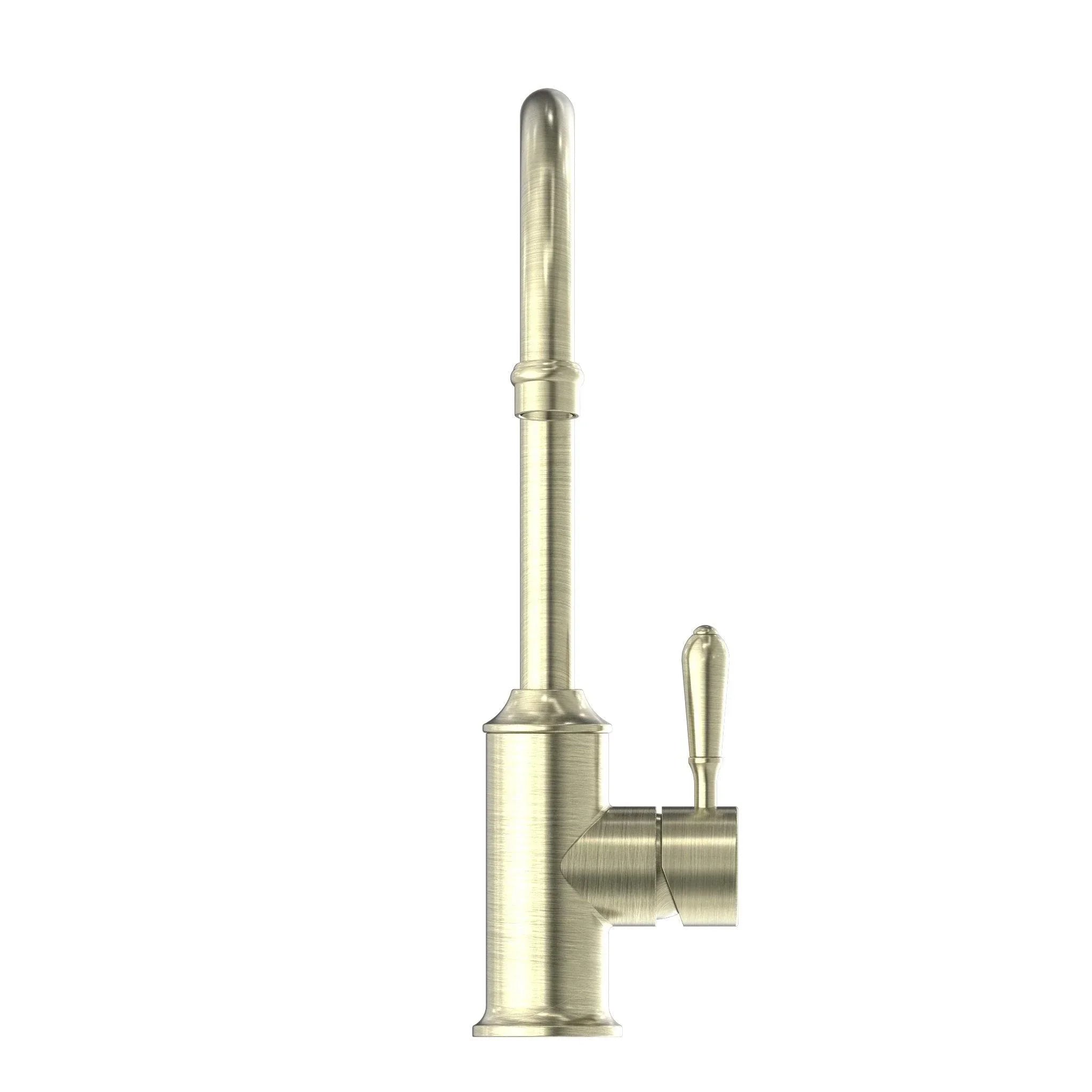 NERO YORK KITCHEN MIXER GOOSNECK SPOUT WITH METAL LEVER AGED BRASS - Ideal Bathroom CentreNR69210602AB