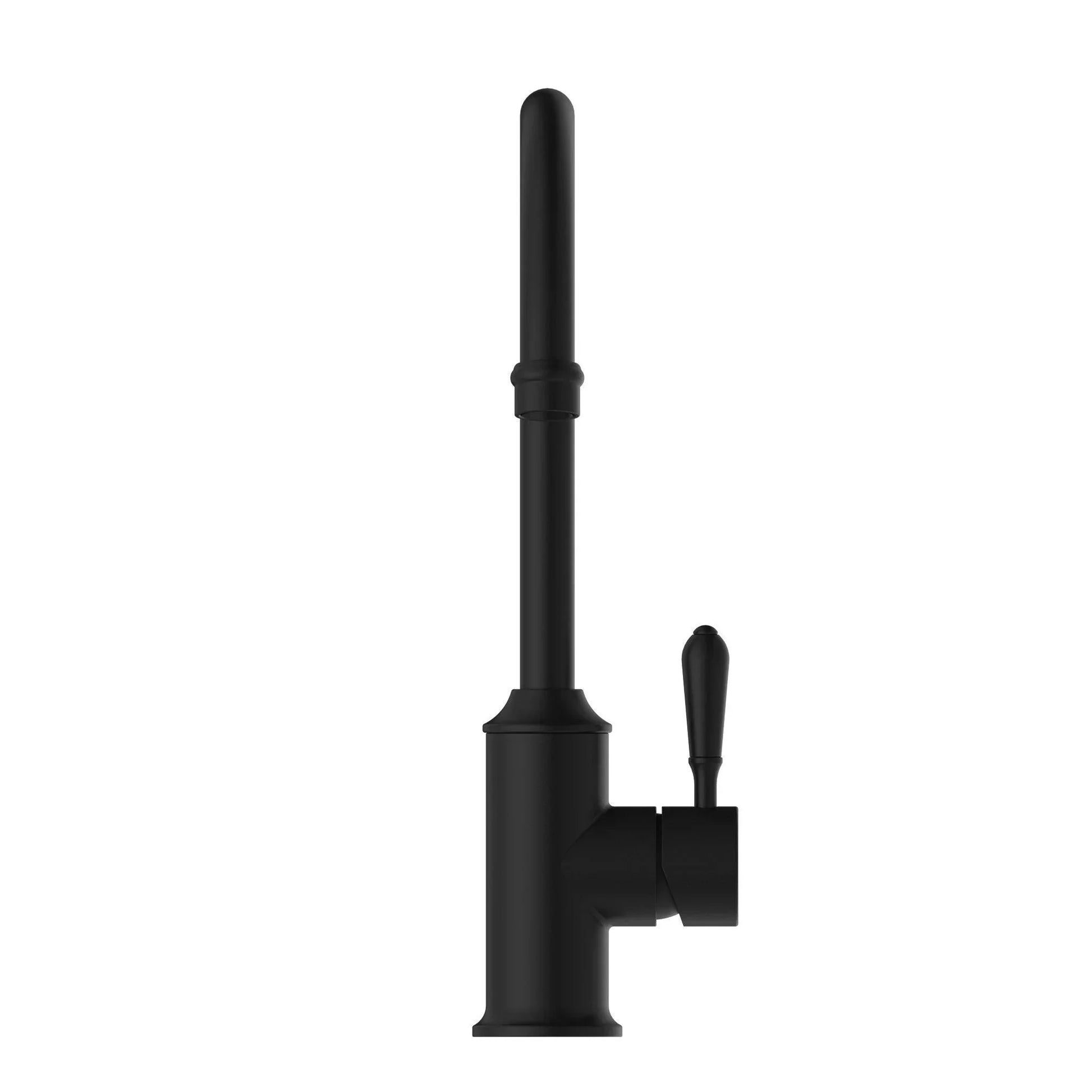 NERO YORK KITCHEN MIXER GOOSNECK SPOUT WITH METAL LEVER MATTE BLACK - Ideal Bathroom CentreNR69210602MB
