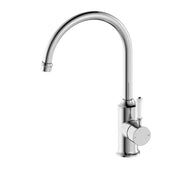 NERO YORK KITCHEN MIXER GOOSNECK WITH WHITE PORCELAIN LEVER CHROME - Ideal Bathroom CentreNR69210601CH
