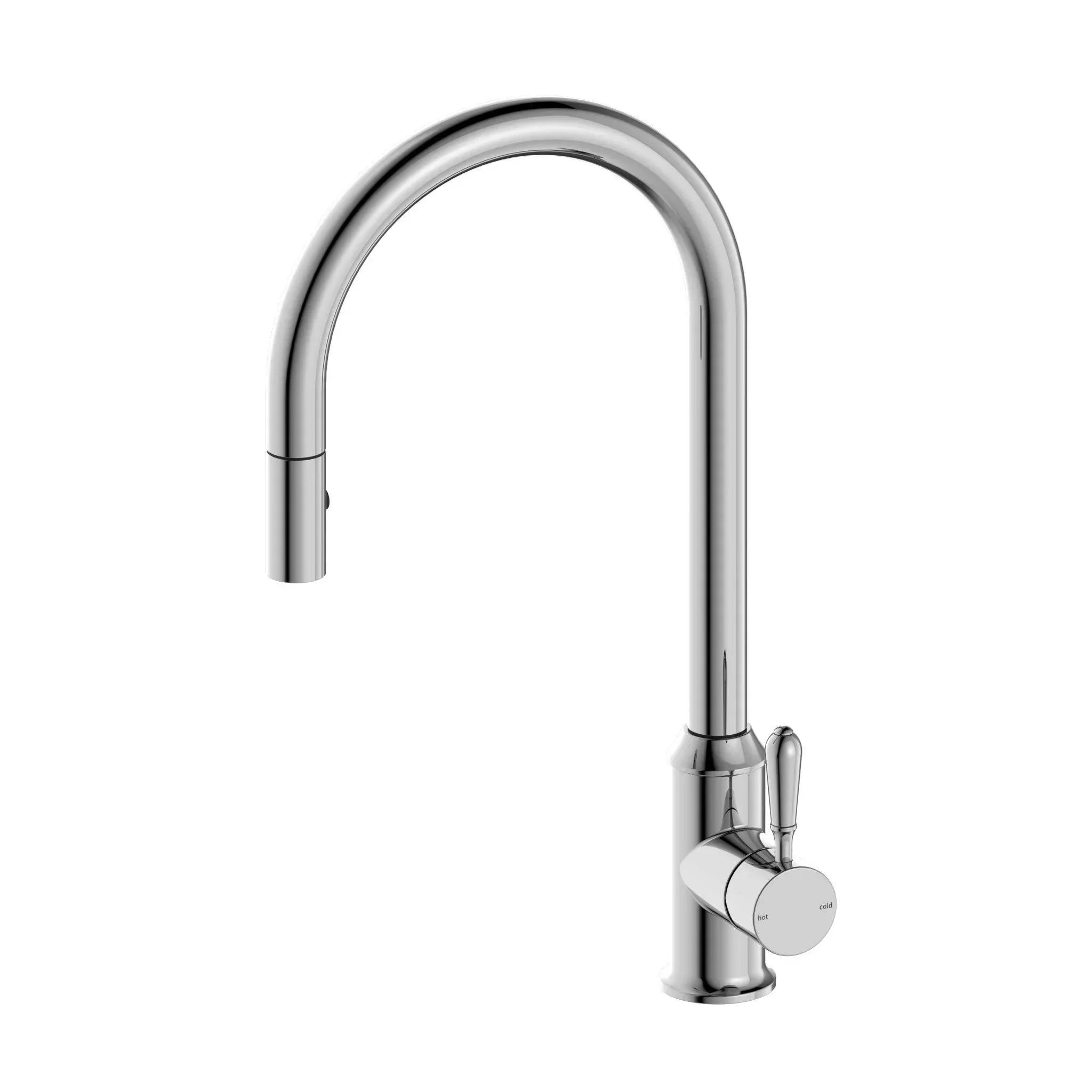 NERO YORK PULL OUT SINK MIXER WITH VEGIE SPRAY FUNCTION WITH METAL LEVER CHROME - Ideal Bathroom CentreNR69210802CH