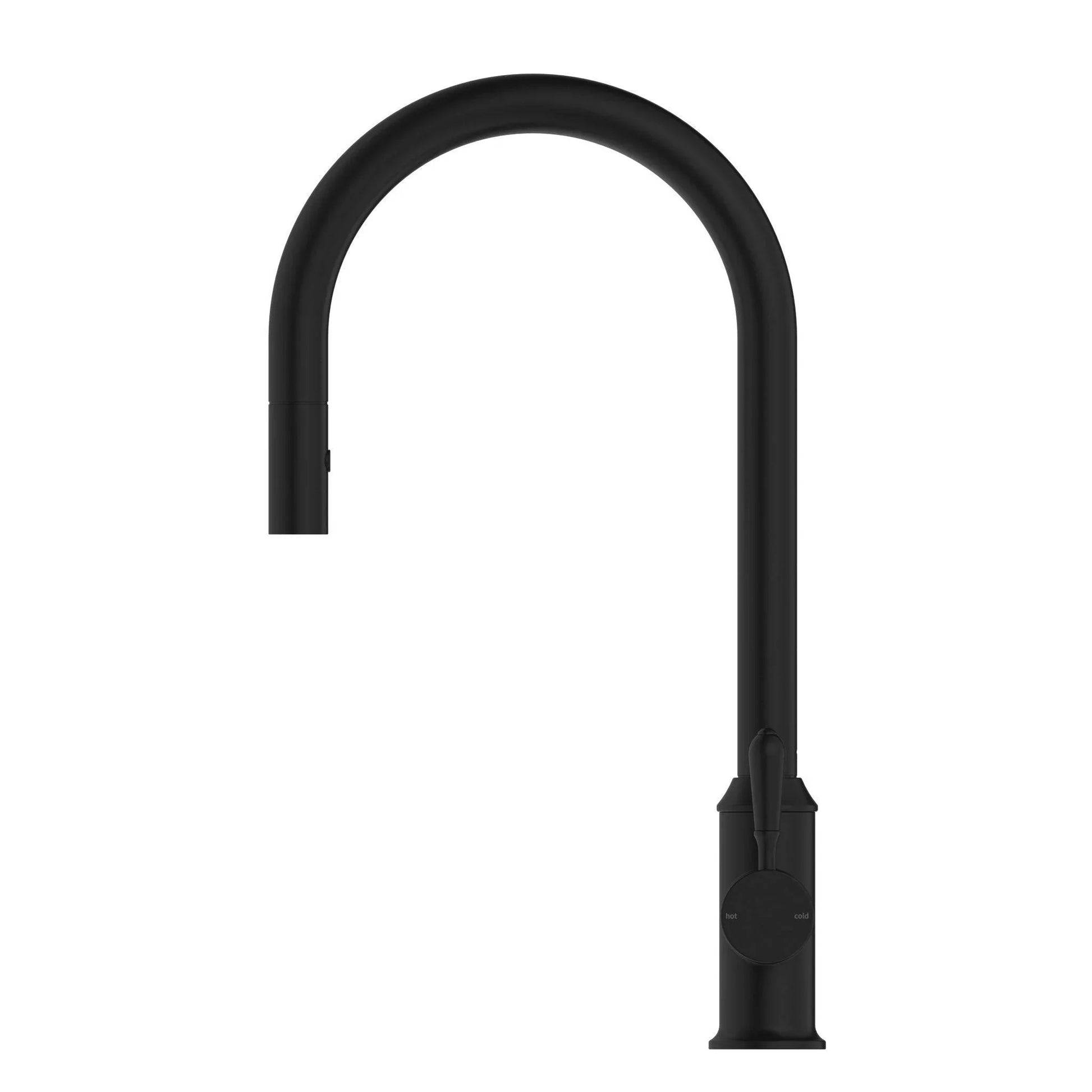 NERO YORK PULL OUT SINK MIXER WITH VEGIE SPRAY FUNCTION WITH METAL LEVER MATTE BLACK - Ideal Bathroom CentreNR69210802MB