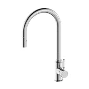 NERO YORK PULL OUT SINK MIXER WITH VEGIE SPRAY FUNCTION WITH WHITE PORCELAIN LEVER CHROME - Ideal Bathroom CentreNR69210801CH