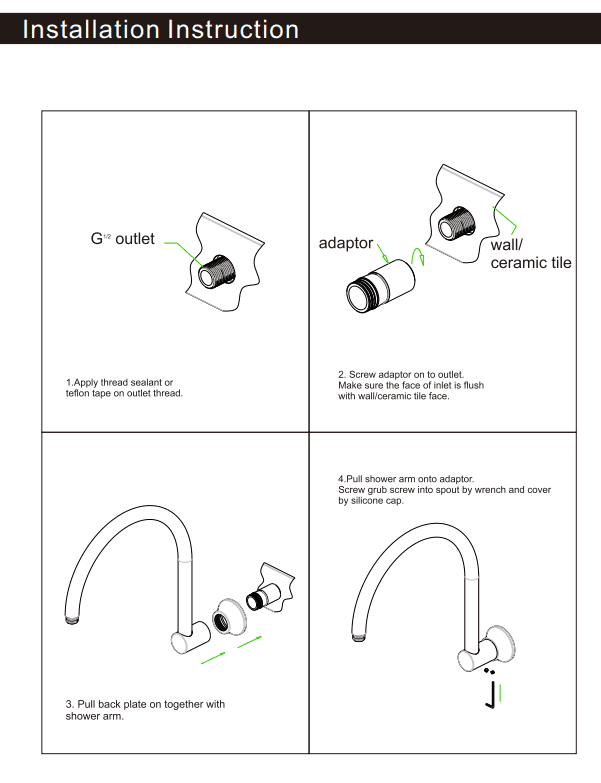 NERO YORK SHOWER ARM CHROME - Ideal Bathroom CentreNR508CH