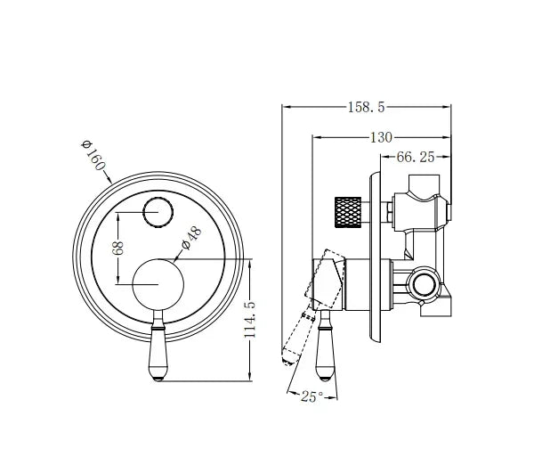 NERO YORK SHOWER MIXER WITH DIVERTOR WITH BLACK PORCELAIN LEVER CHROME - Ideal Bathroom CentreNR692109a03CH