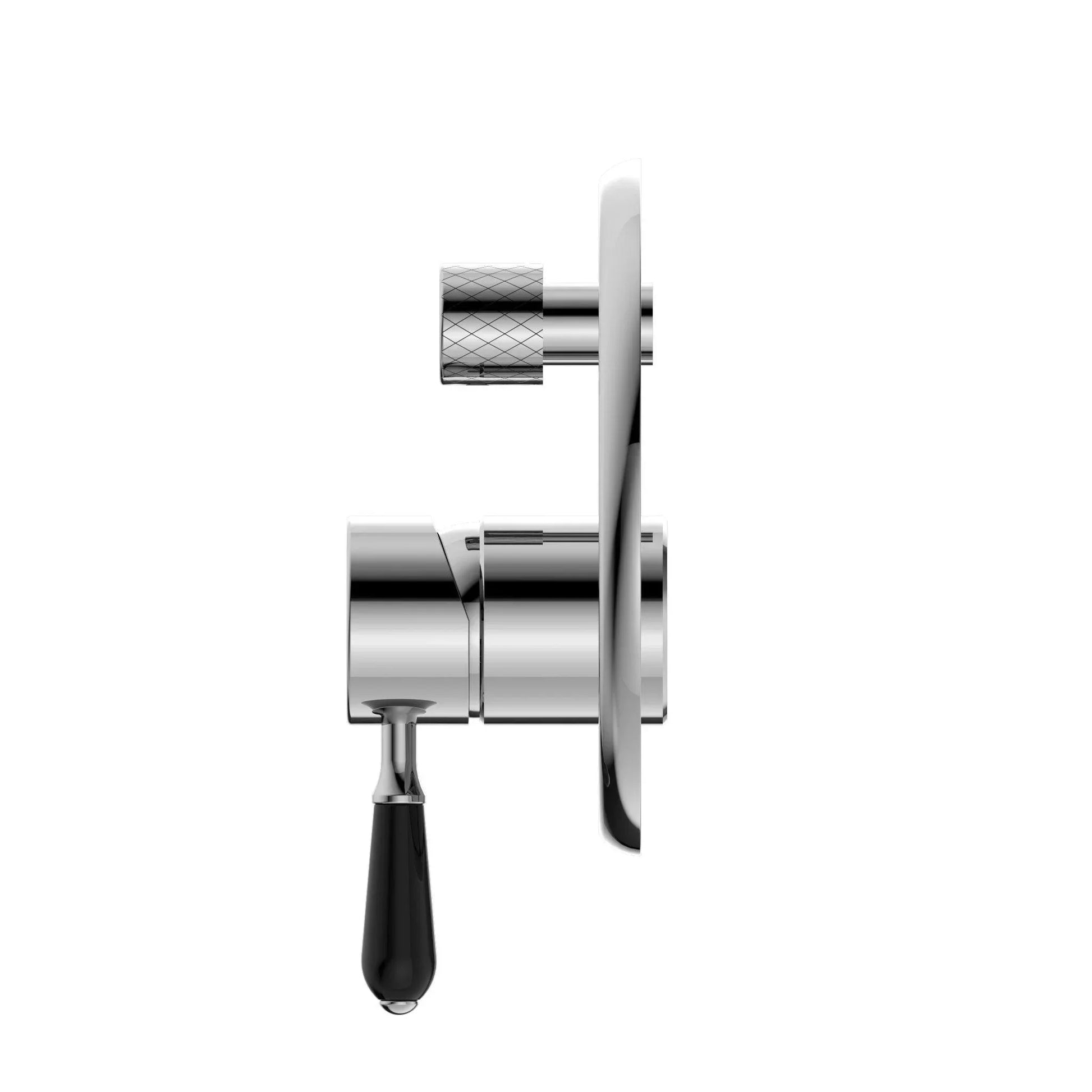 NERO YORK SHOWER MIXER WITH DIVERTOR WITH BLACK PORCELAIN LEVER CHROME - Ideal Bathroom CentreNR692109a03CH