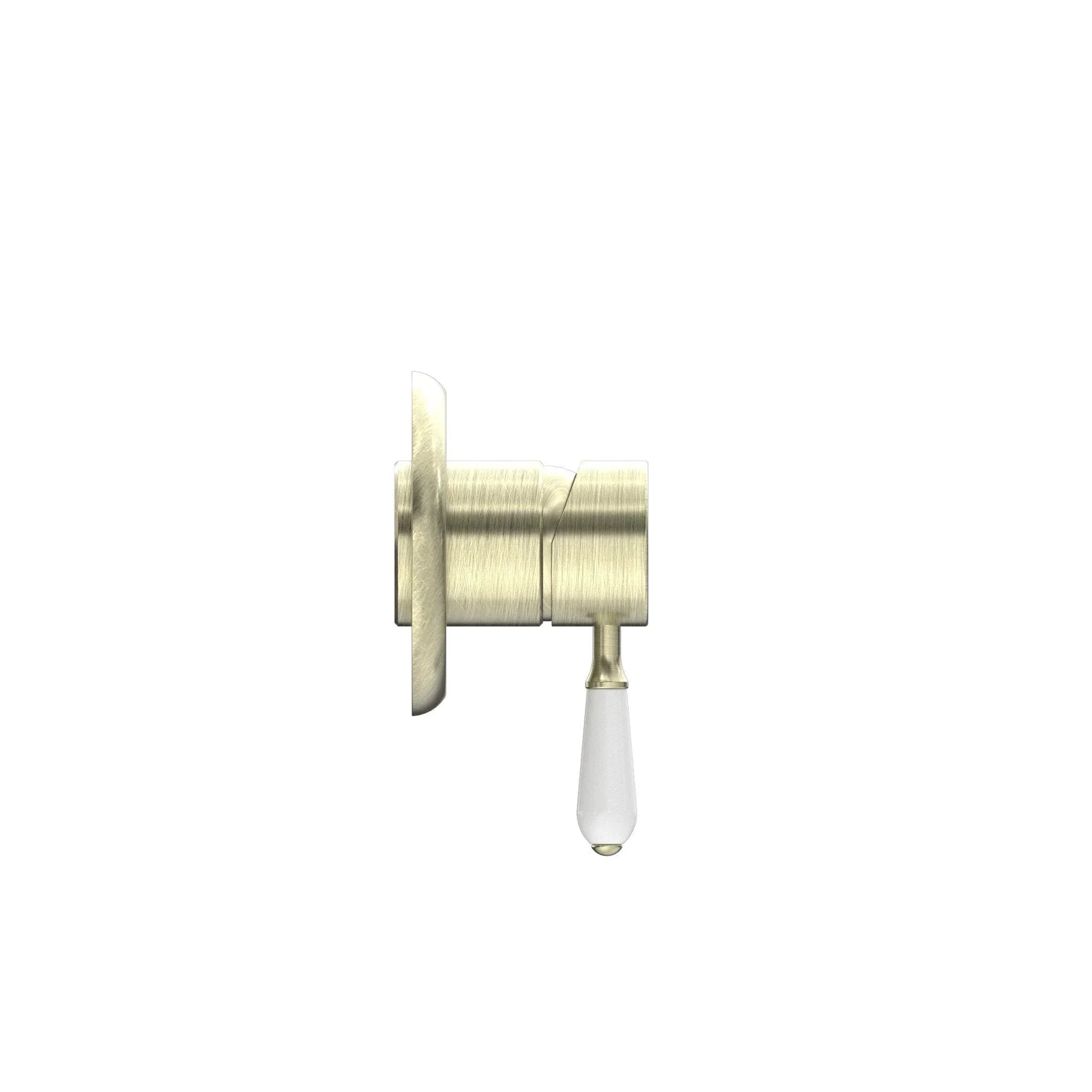 NERO YORK SHOWER MIXER WITH WHITE PORCELAIN LEVER AGED BRASS - Ideal Bathroom CentreNR69210901AB