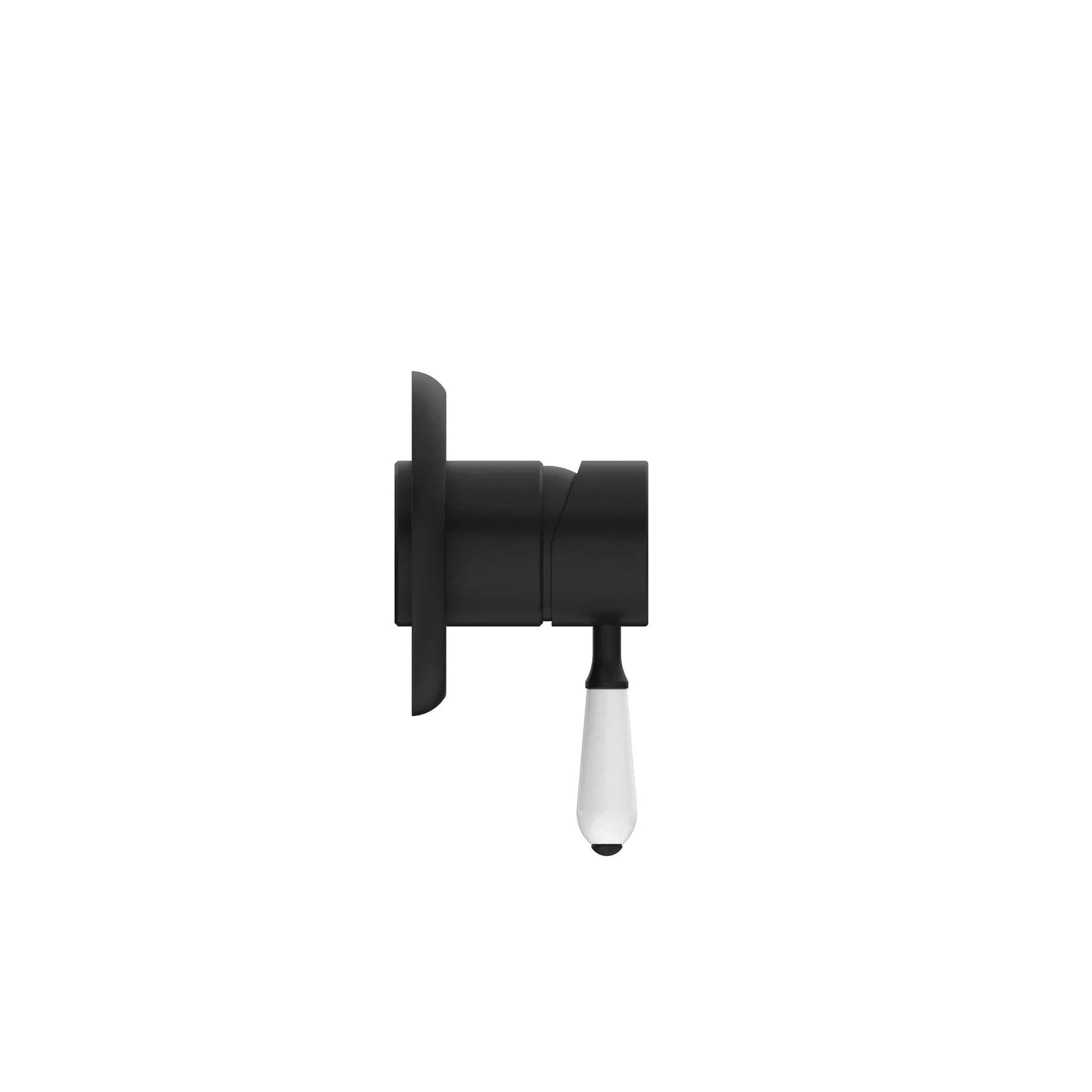 NERO YORK SHOWER MIXER WITH WHITE PORCELAIN LEVER MATTE BLACK - Ideal Bathroom CentreNR69210901MB