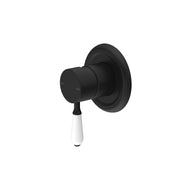 NERO YORK SHOWER MIXER WITH WHITE PORCELAIN LEVER MATTE BLACK - Ideal Bathroom CentreNR69210901MB