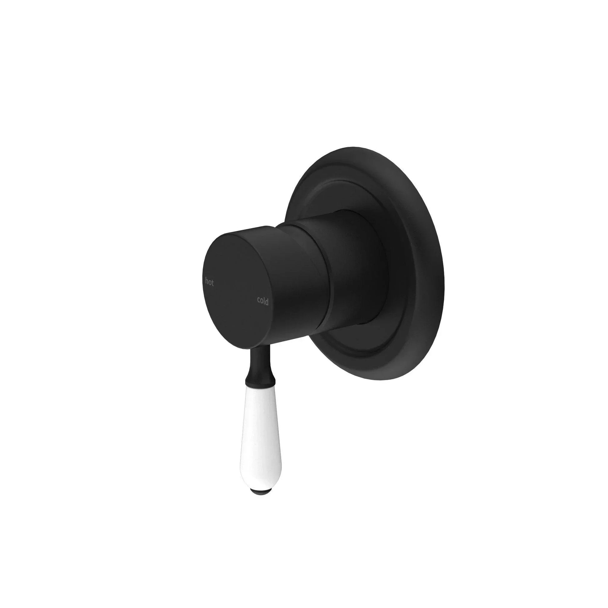 NERO YORK SHOWER MIXER WITH WHITE PORCELAIN LEVER MATTE BLACK - Ideal Bathroom CentreNR69210901MB