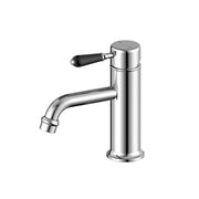 NERO YORK STRAIGHT BASIN MIXER WITH BLACK PORCELAIN LEVER CHROME - Ideal Bathroom CentreNR692101b03CH