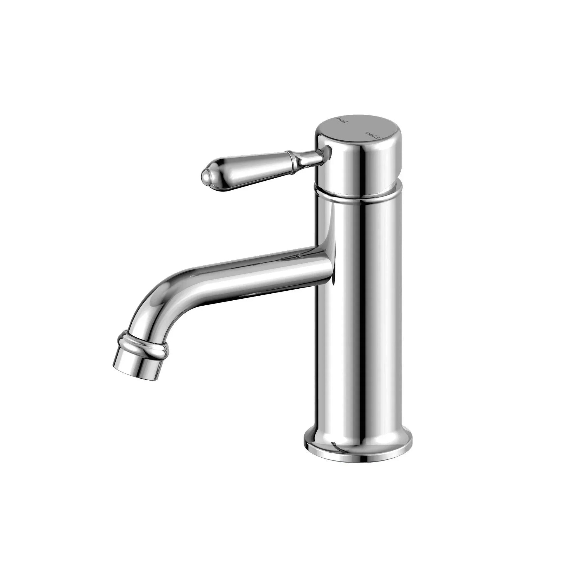 NERO YORK STRAIGHT BASIN MIXER WITH METAL LEVER CHROME - Ideal Bathroom CentreNR692101b02CH