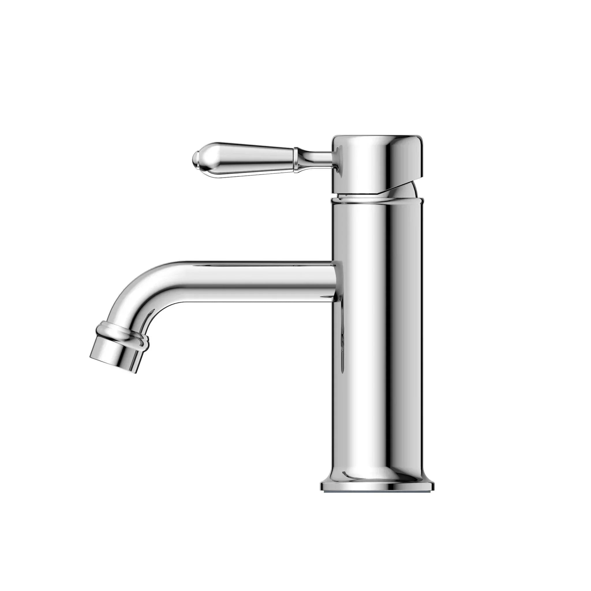 NERO YORK STRAIGHT BASIN MIXER WITH METAL LEVER CHROME - Ideal Bathroom CentreNR692101b02CH