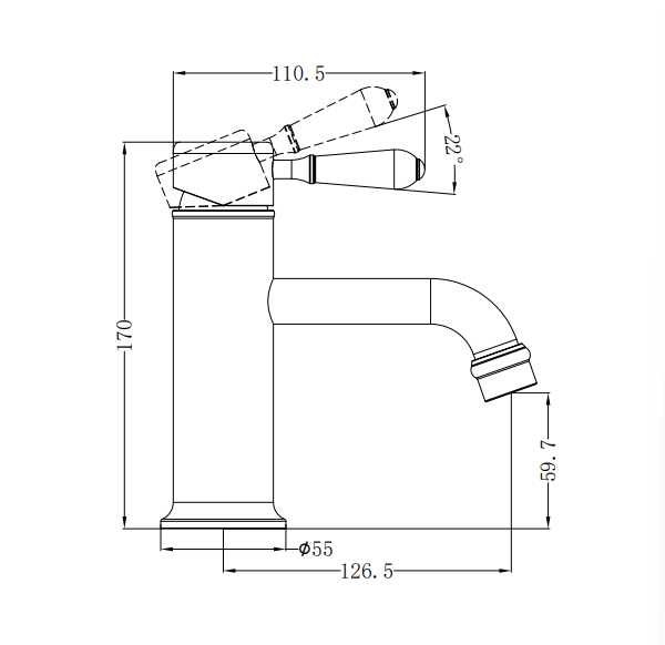 NERO YORK STRAIGHT BASIN MIXER WITH METAL LEVER CHROME - Ideal Bathroom CentreNR692101b02CH