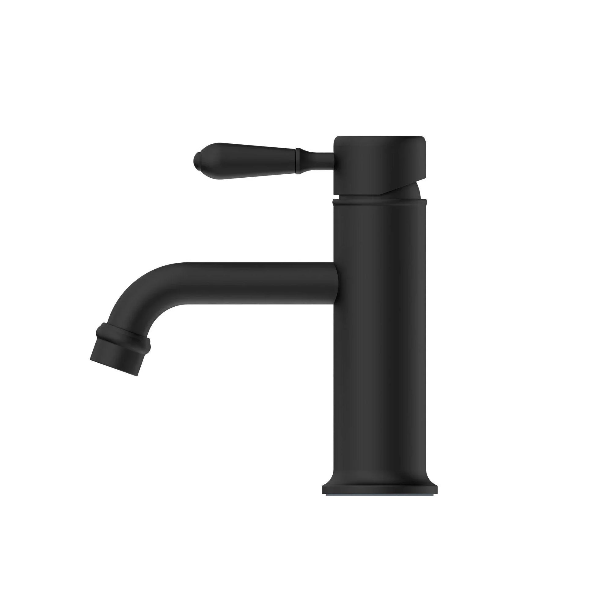 NERO YORK STRAIGHT BASIN MIXER WITH METAL LEVER MATTE BLACK - Ideal Bathroom CentreNR692101b02MB