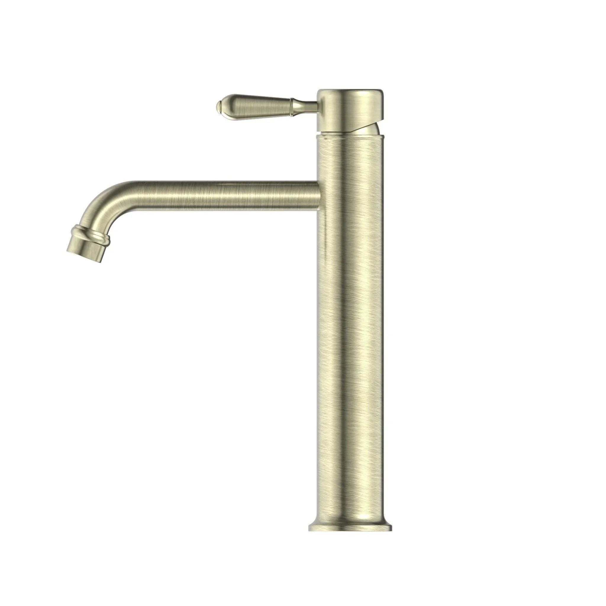 NERO YORK STRAIGHT TALL BASIN MIXER WITH METAL LEVER AGED BRASS - Ideal Bathroom CentreNR692101a02AB