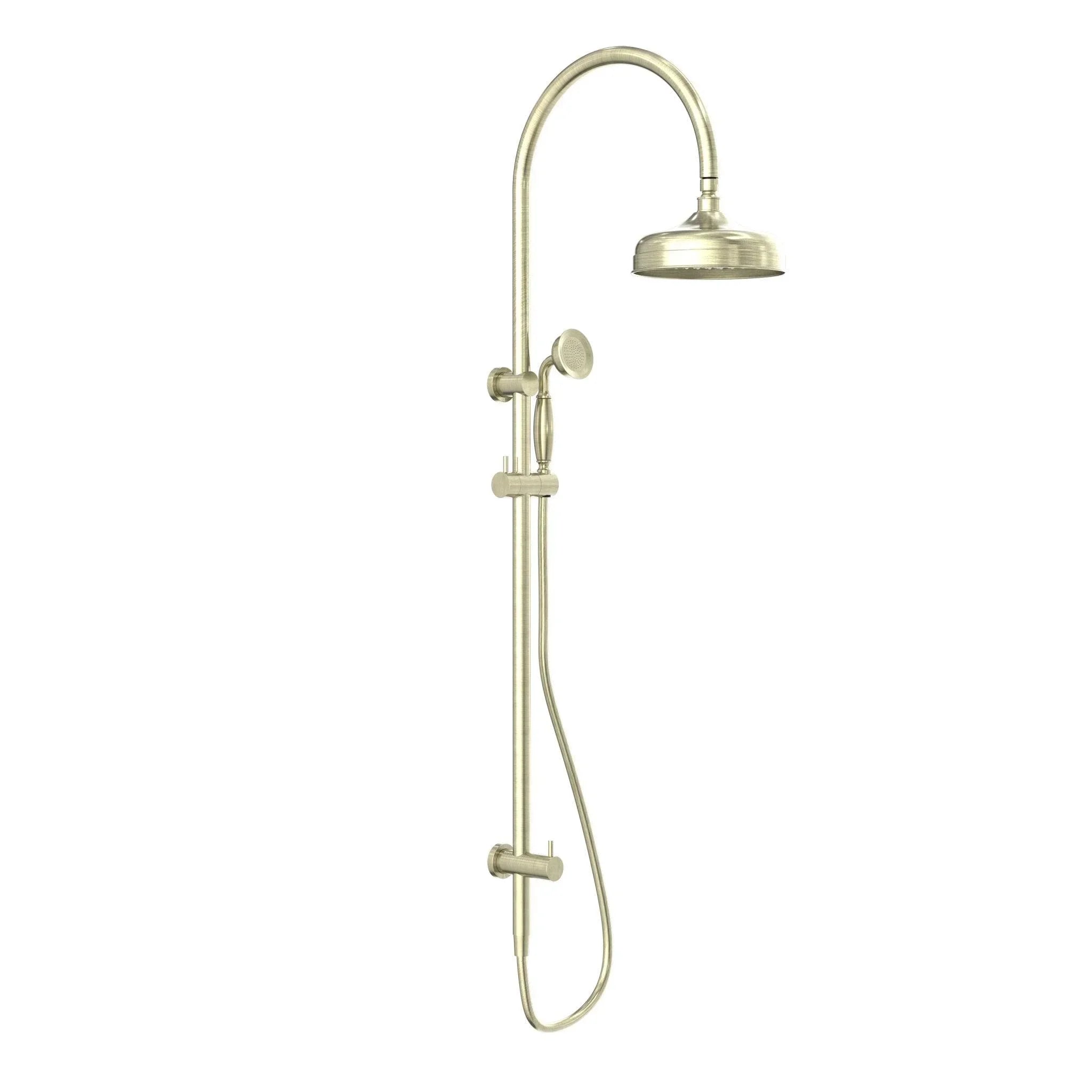 NERO YORK TWIN SHOWER WITH METAL HAND SHOWER AGED BRASS - Ideal Bathroom CentreNR69210502AB