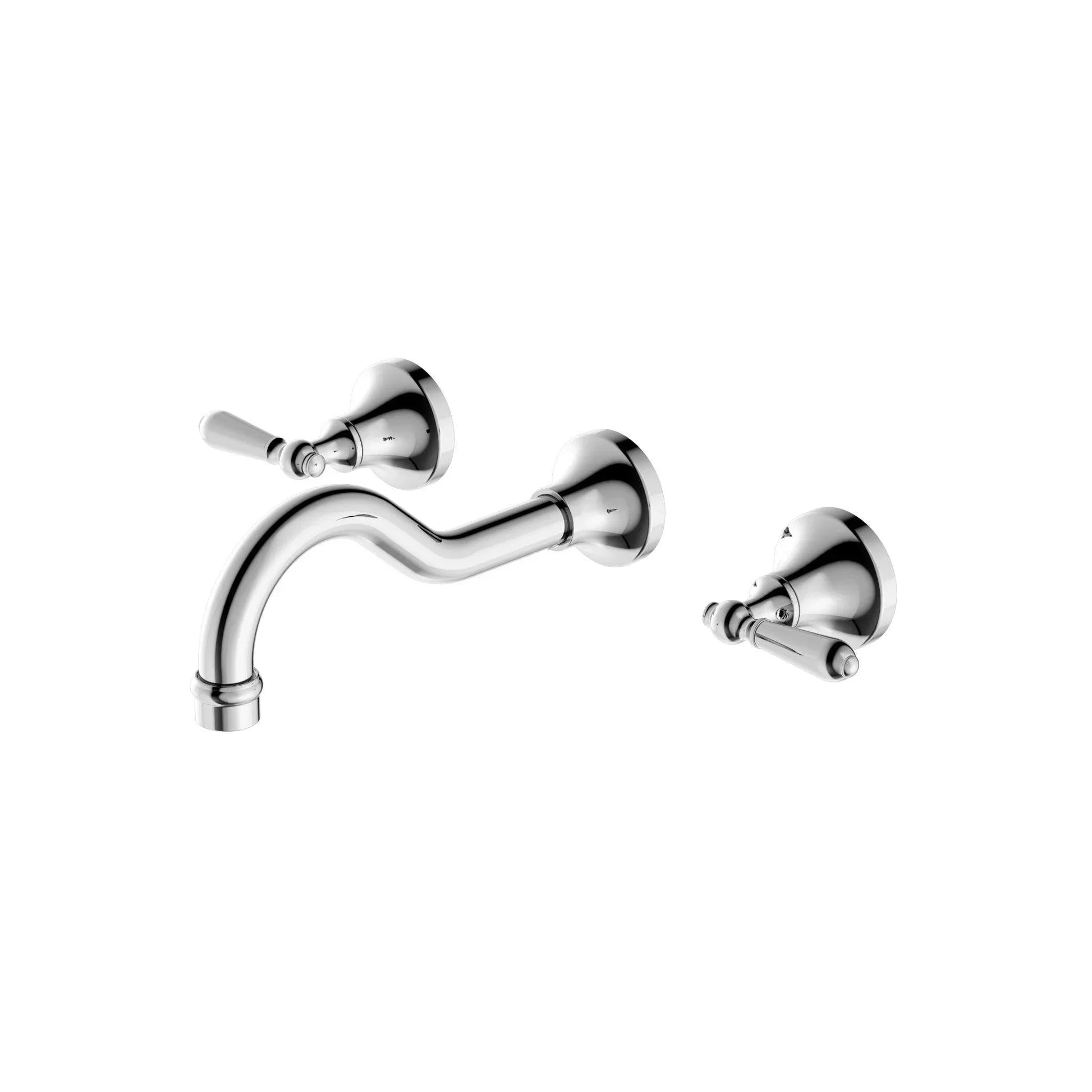 NERO YORK WALL BASIN SET WITH METAL LEVER CHROME - Ideal Bathroom CentreNR692107a02CH