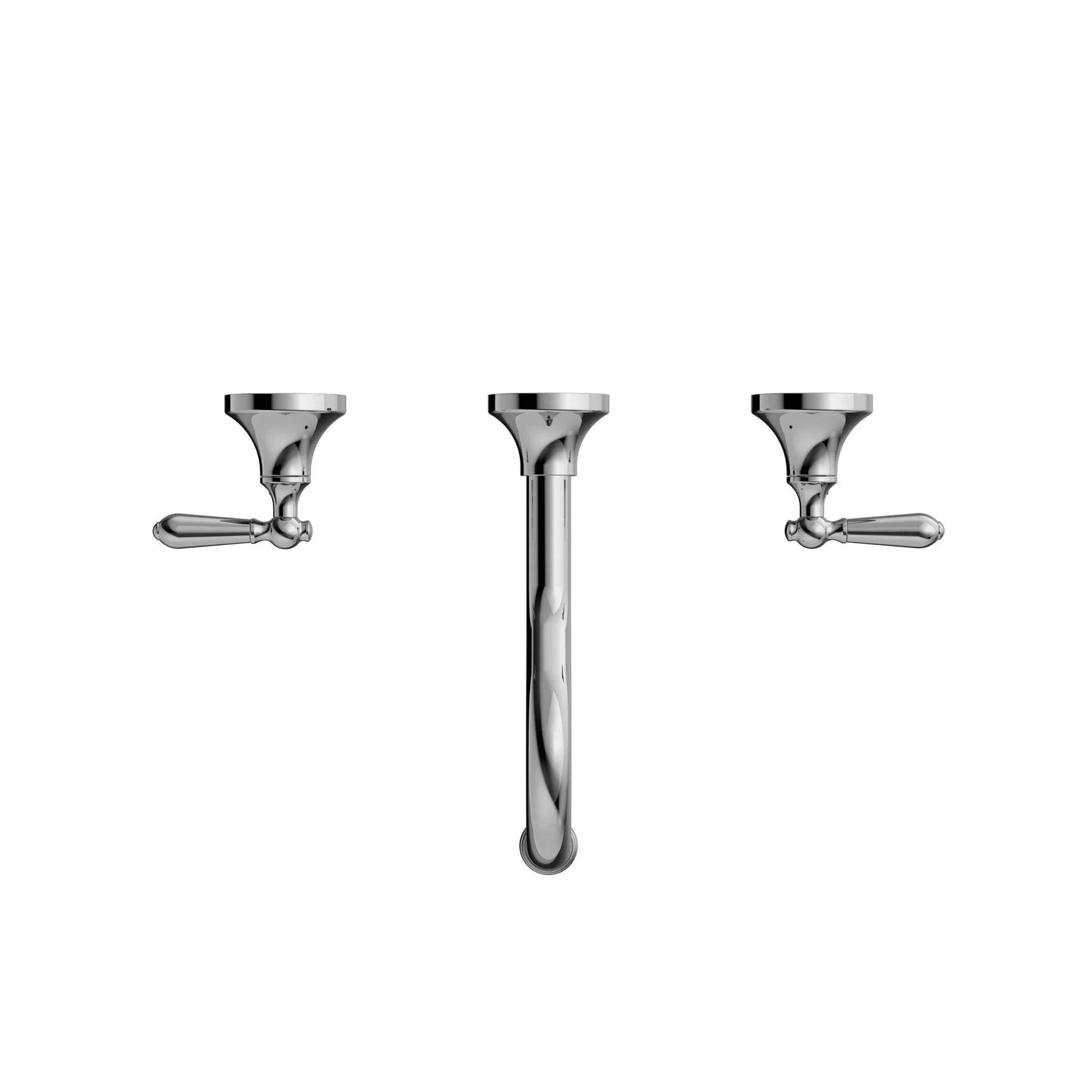 NERO YORK WALL BASIN SET WITH METAL LEVER CHROME - Ideal Bathroom CentreNR692107a02CH