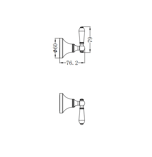 NERO YORK WALL TOP ASSEMBLIES WITH METAL LEVER CHROME - Ideal Bathroom CentreNR692109b02CH