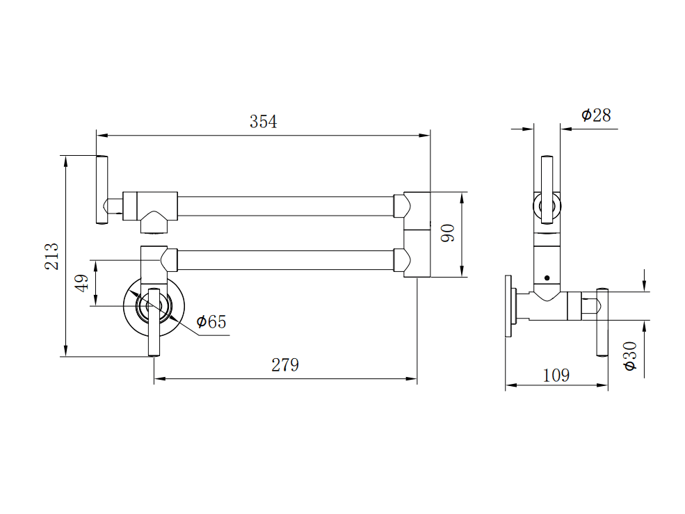 NERO ZEN 316L STAINLESS STEEL POT FILLER BRUSHED BRONZE - Ideal Bathroom CentreNR162203BZ